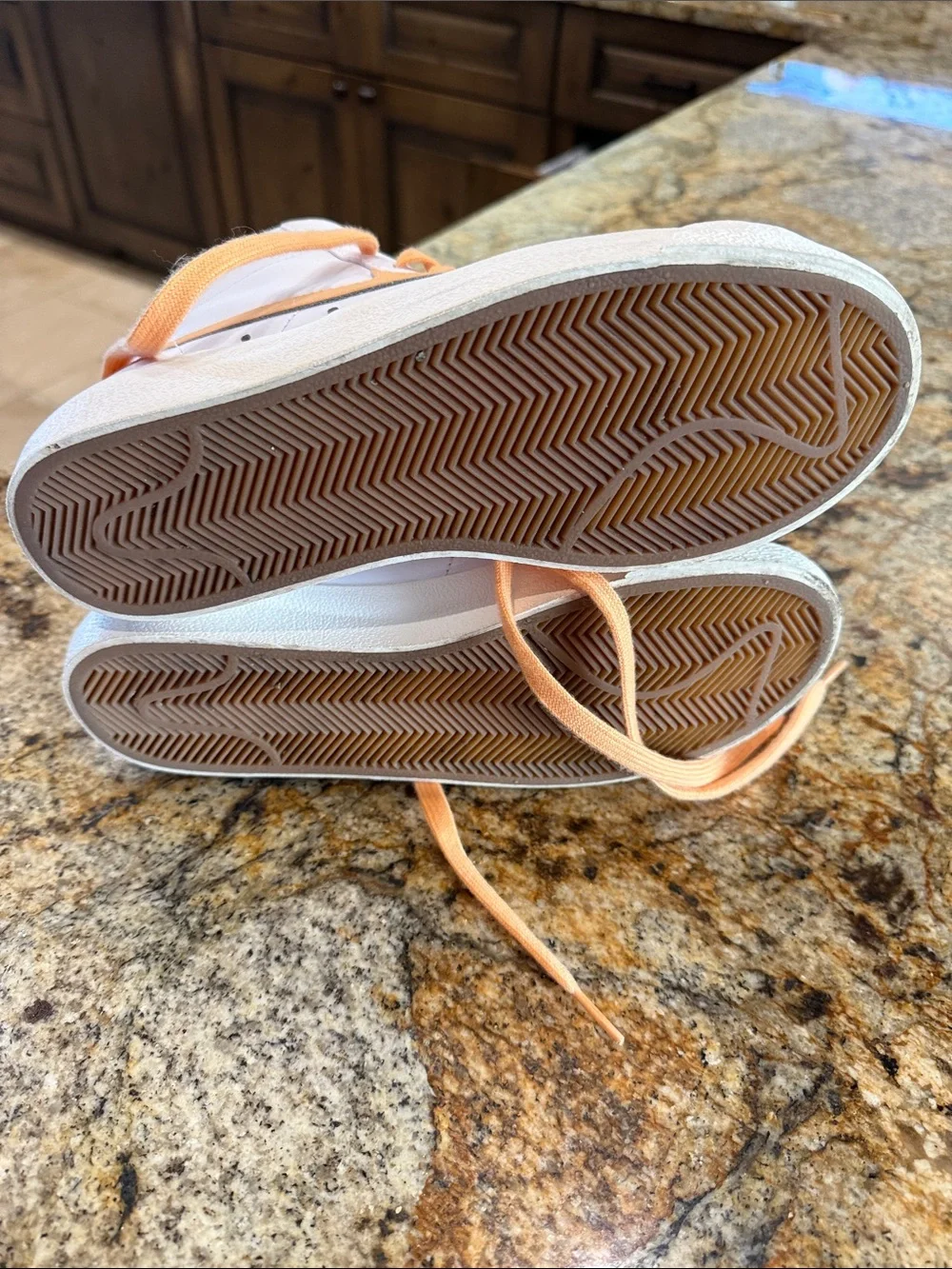 Nike White and Orange High-Top Sneakers
